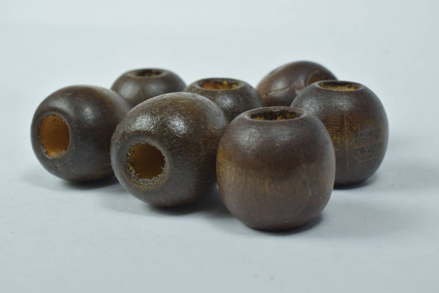 15mm Dark Chocolate Round Large Hole Wooden Beads, Wooden Beading Tools, Large Hole Brown Wood Beads, Macrame Beads, Round...