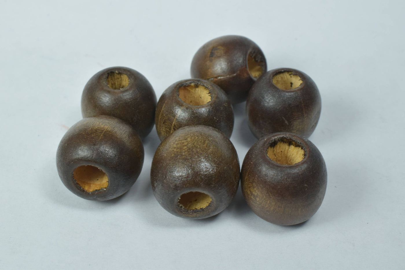 15mm Dark Chocolate Round Large Hole Wooden Beads, Wooden Beading Tools, Large Hole Brown Wood Beads, Macrame Beads, Round...