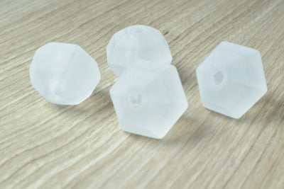 24mm Frosted Matte Clear (50pcs)  Faceted Round Beads Matte Clear/Hexagon Clear Matte Beads, Frosty Matte Beads, Wholesale...