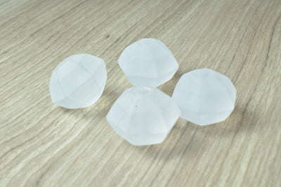 24mm Frosted Matte Clear (50pcs)  Faceted Round Beads Matte Clear/Hexagon Clear Matte Beads, Frosty Matte Beads, Wholesale...