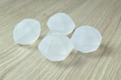 24mm Frosted Matte Clear (50pcs)  Faceted Round Beads Matte Clear/Hexagon Clear Matte Beads, Frosty Matte Beads, Wholesale...
