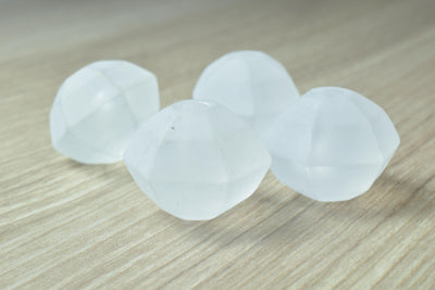 24mm Frosted Matte Clear (50pcs)  Faceted Round Beads Matte Clear/Hexagon Clear Matte Beads, Frosty Matte Beads, Wholesale...