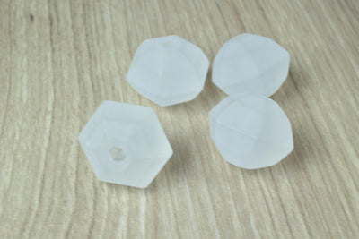 24mm Frosted Matte Clear (50pcs)  Faceted Round Beads Matte Clear/Hexagon Clear Matte Beads, Frosty Matte Beads, Wholesale...
