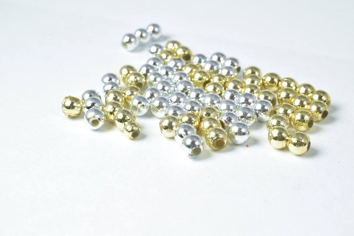 4mm Plastic Petite Gold/Silver Round Beads, Plastic Gold/Silver Beading Tools,Plastic 1000pcs Plastic Round Beads Jewelry...