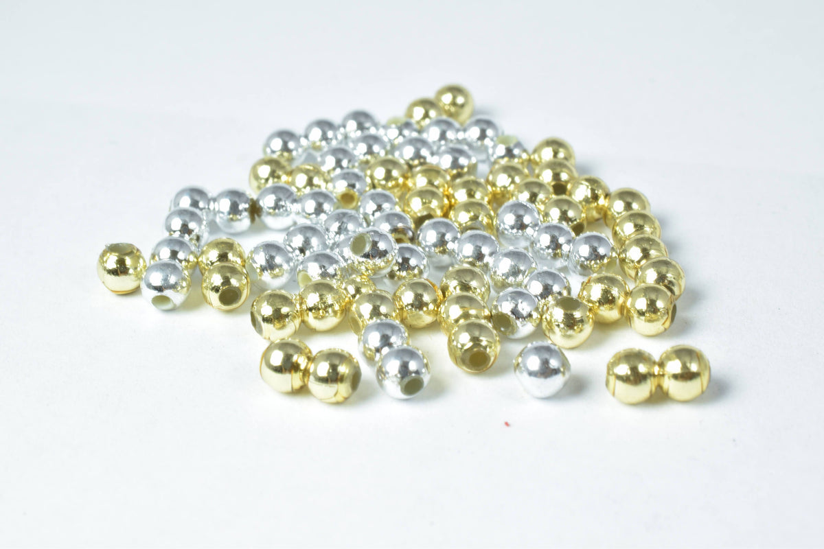 4mm Plastic Petite Gold/Silver Round Beads, Plastic Gold/Silver Beading Tools,Plastic 1000pcs Plastic Round Beads Jewelry...