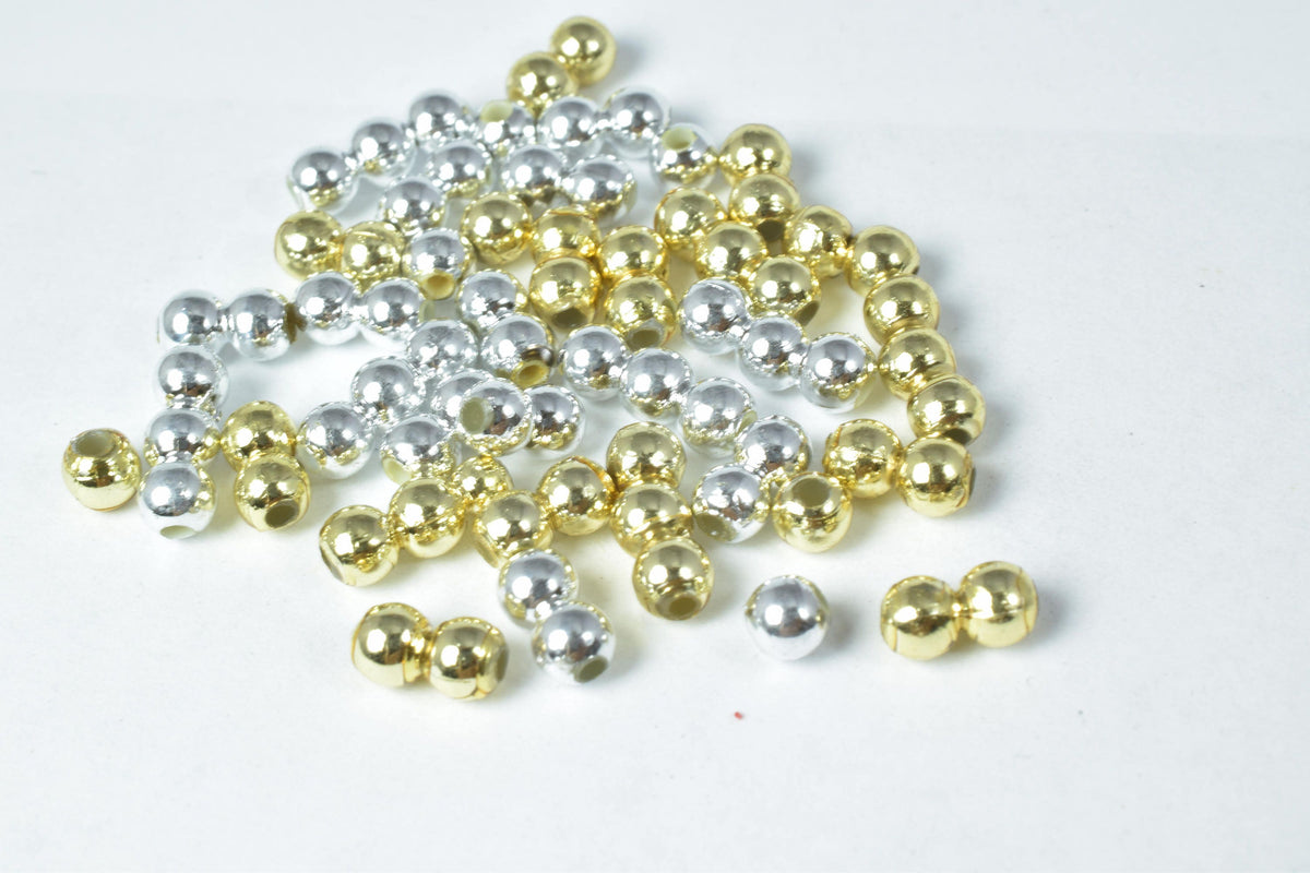 4mm Plastic Petite Gold/Silver Round Beads, Plastic Gold/Silver Beading Tools,Plastic 1000pcs Plastic Round Beads Jewelry...
