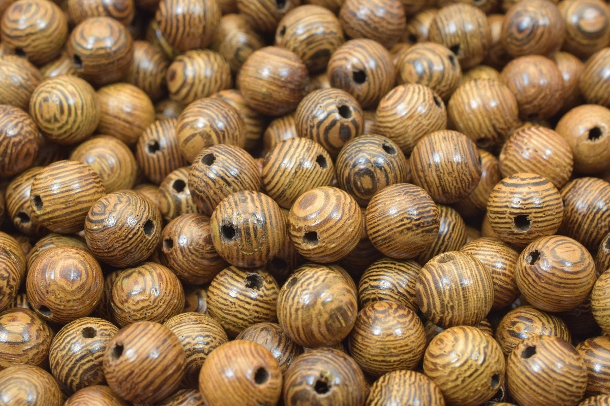 Tiger Wood Grain Beads Sizes 8mm Round Mala Wooden Prayer Beads jewelry making supplies - detail image 2