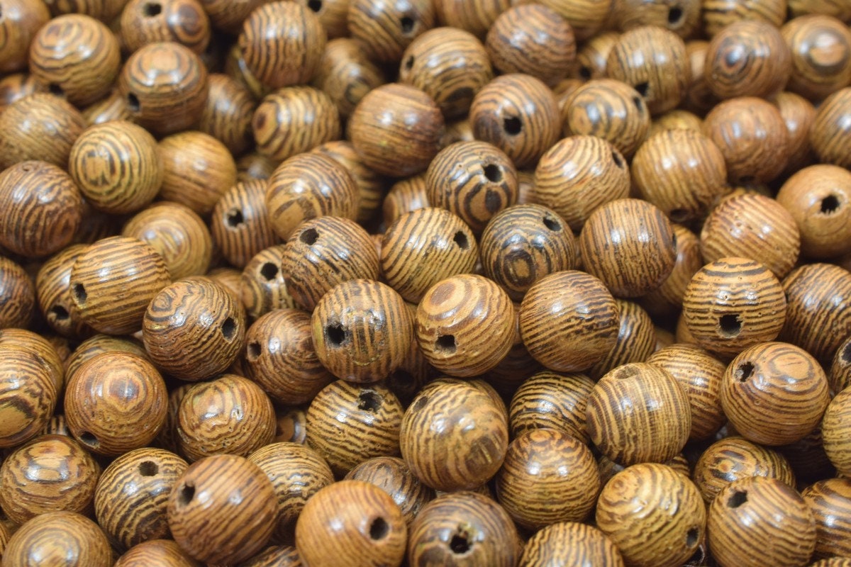 Tiger Wood Grain Beads Sizes 8mm Round Mala Wooden Prayer Beads jewelry making supplies - detail image 3