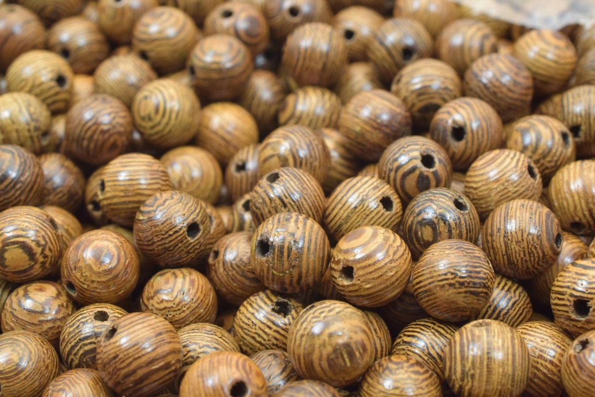 Tiger Wood Grain Beads Sizes 8mm Round Mala Wooden Prayer Beads jewelry making supplies - detail image 4