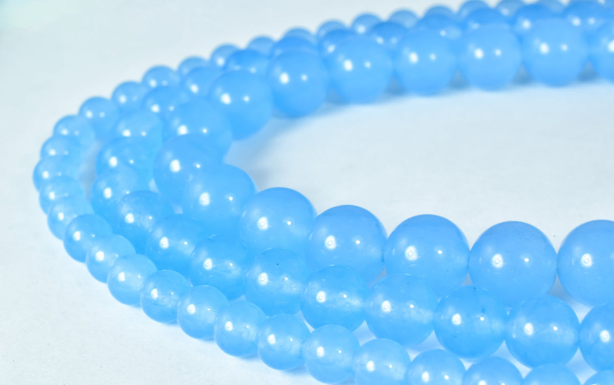 Gemstone agate stone Beads 8mm Light Blue Agate Round Beads Stone round loose birthstone Beads for jewelry 49pcs, 2mm hole...