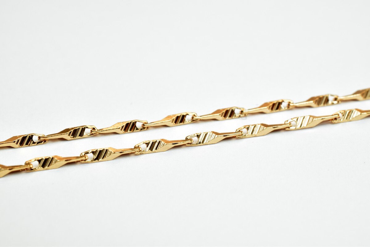 17 1/4" Inches Pinky 18K Gold Filled Bar Chain, Beading Crimpable Chain, 1mm Width, 18K Gold Filled Chain Findings For Jew...