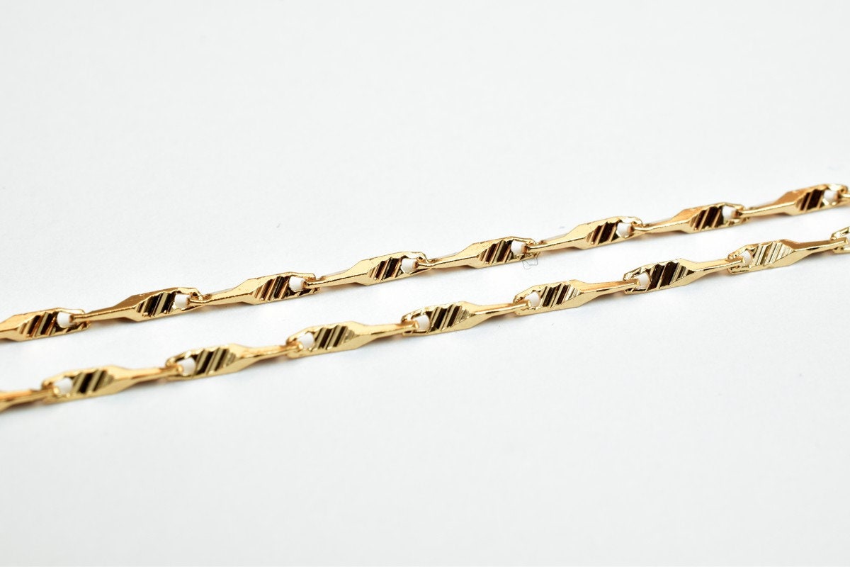 17 1/4" Inches Pinky 18K Gold Filled Bar Chain, Beading Crimpable Chain, 1mm Width, 18K Gold Filled Chain Findings For Jew...