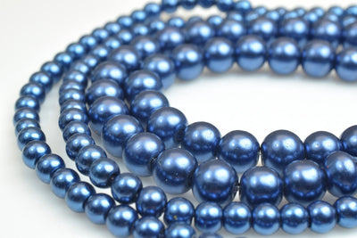 Glass Pearl Beads Round Gold Size 4mm/6mm Shine Royal Blue Round Ball Beads for Jewelry Making Item#F jewelry making supplies