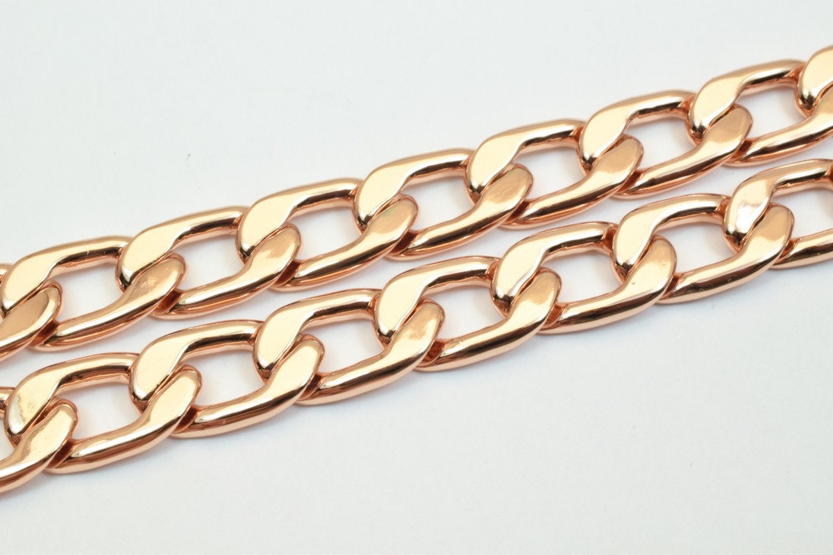 18K Rose gold filled EP tarnish resistant Chain 23.5" Inches Long 10mm Width 3mmThickness CG245 jewelry making supplies -...