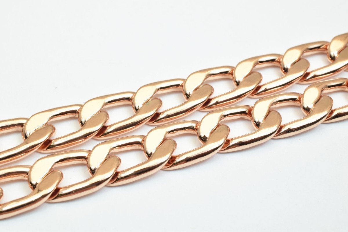 18K Rose gold filled EP tarnish resistant Chain 23.5" Inches Long 10mm Width 3mmThickness CG245 jewelry making supplies -...