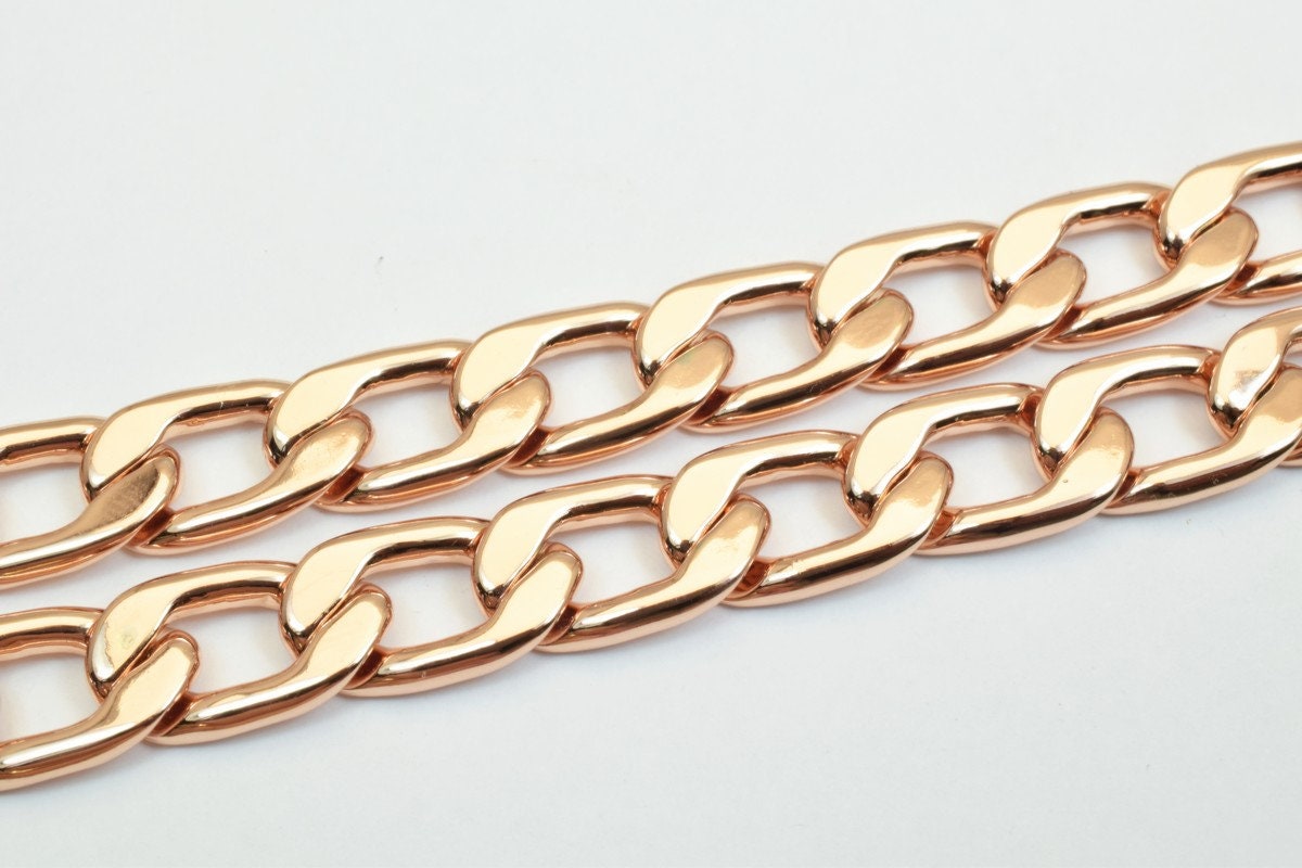 18K Rose gold filled EP tarnish resistant Chain 23.5" Inches Long 10mm Width 3mmThickness CG245 jewelry making supplies -...