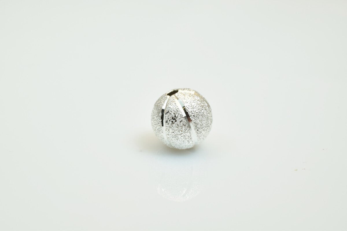 100 PCs Silver Plated Carved Round Beads 8mm/10mm Diamond Cut Watermelon Ball jewelry making supplies - detail image 4