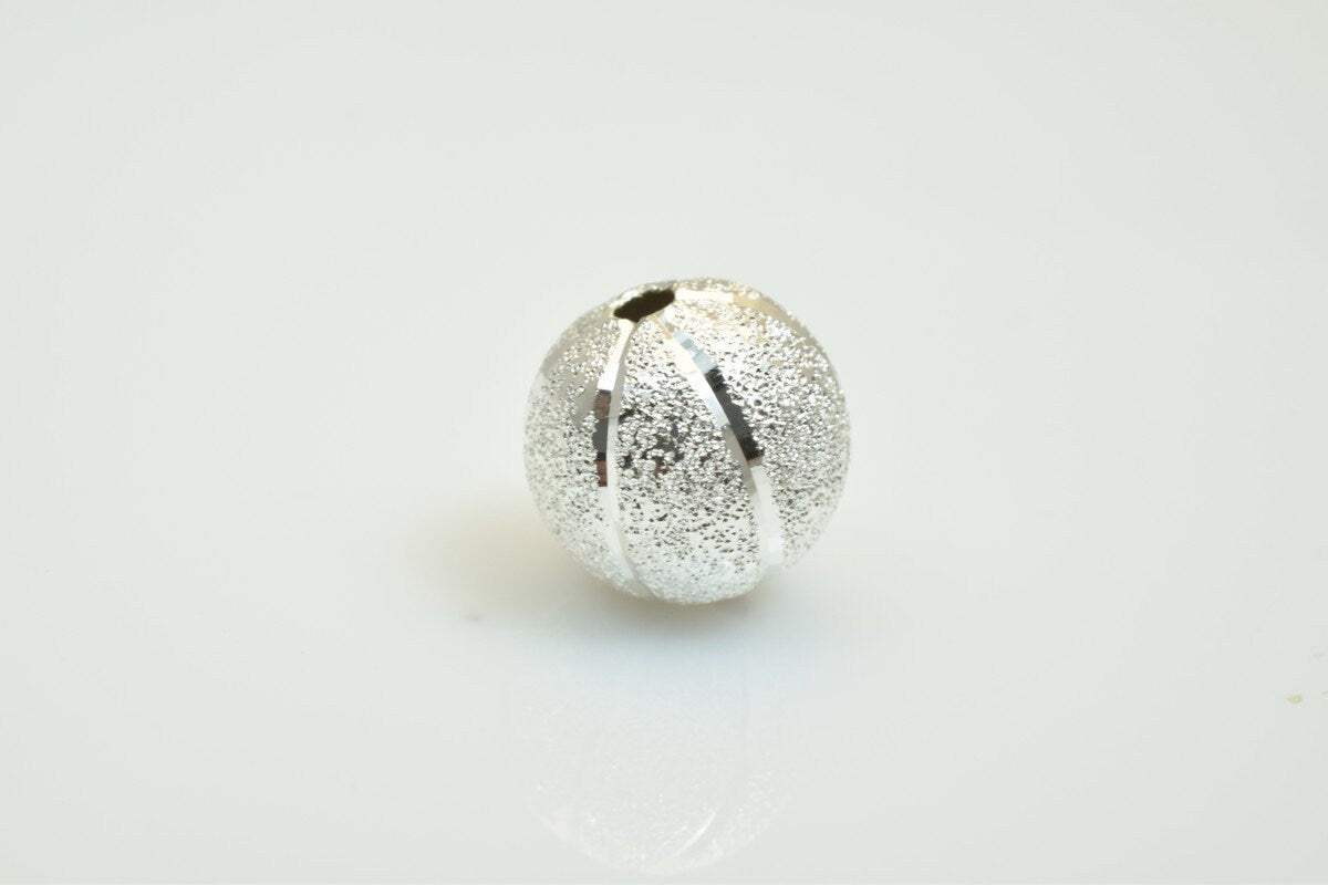 100 PCs Silver Plated Carved Round Beads 8mm/10mm Diamond Cut Watermelon Ball jewelry making supplies - detail image 5