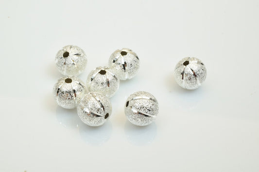 100 PCs Silver Plated Carved Round Beads 8mm/10mm Diamond Cut Watermelon Ball jewelry making supplies