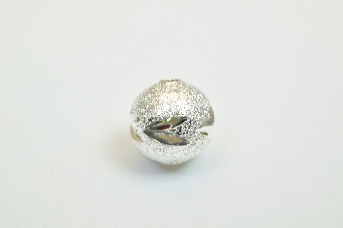 100 PCs Silver Plated Carved Round Beads 6mm/8mm/10mm Diamond Cut jewelry making supplies - detail image 3