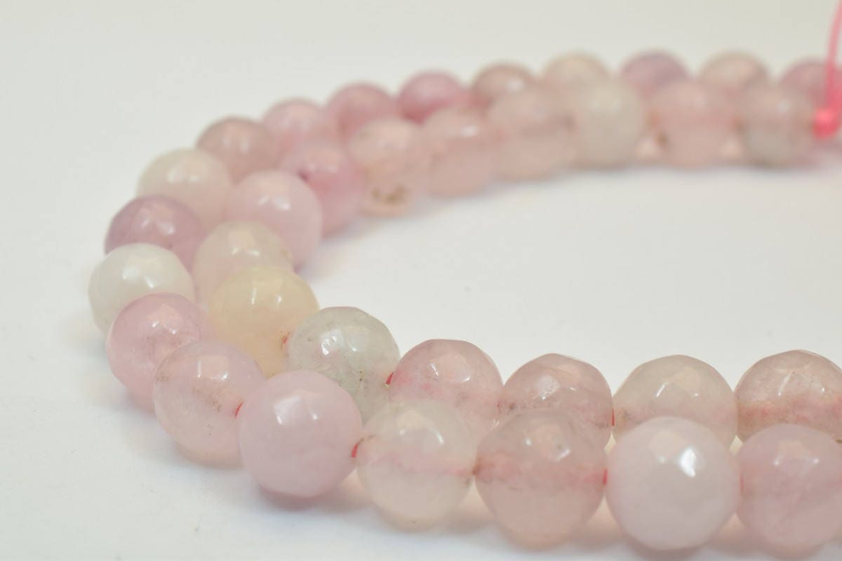 Pink Rose Quartz Gemstone Faceted Round Beads Size 7mm Natural Stones Beads Healing chakra stones for Jewelry Making Item#...