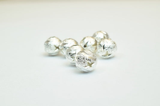 100 PCs Silver Plated Carved Round Beads 8mm Diamond Cut jewelry making supplies