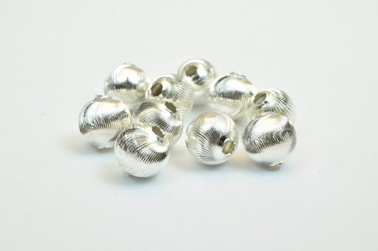 100 PCs Silver Plated Carved Round Beads 8mm Diamond Cut jewelry making supplies - detail image 2