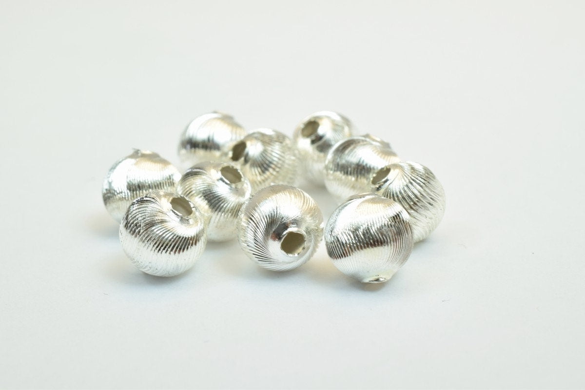 100 PCs Silver Plated Carved Round Beads 8mm Diamond Cut jewelry making supplies - detail image 3
