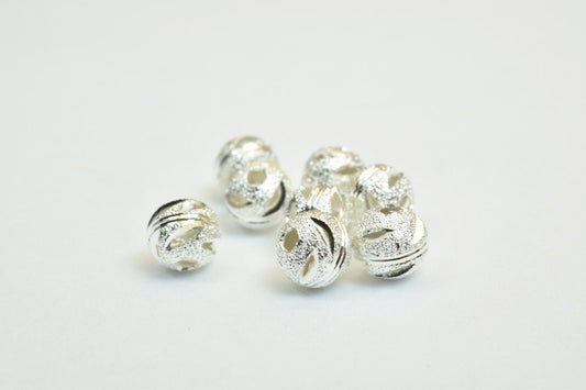 100 PCs Silver Plated Carved Round Beads 6mm Diamond Cut Watermelon Ball jewelry making supplies