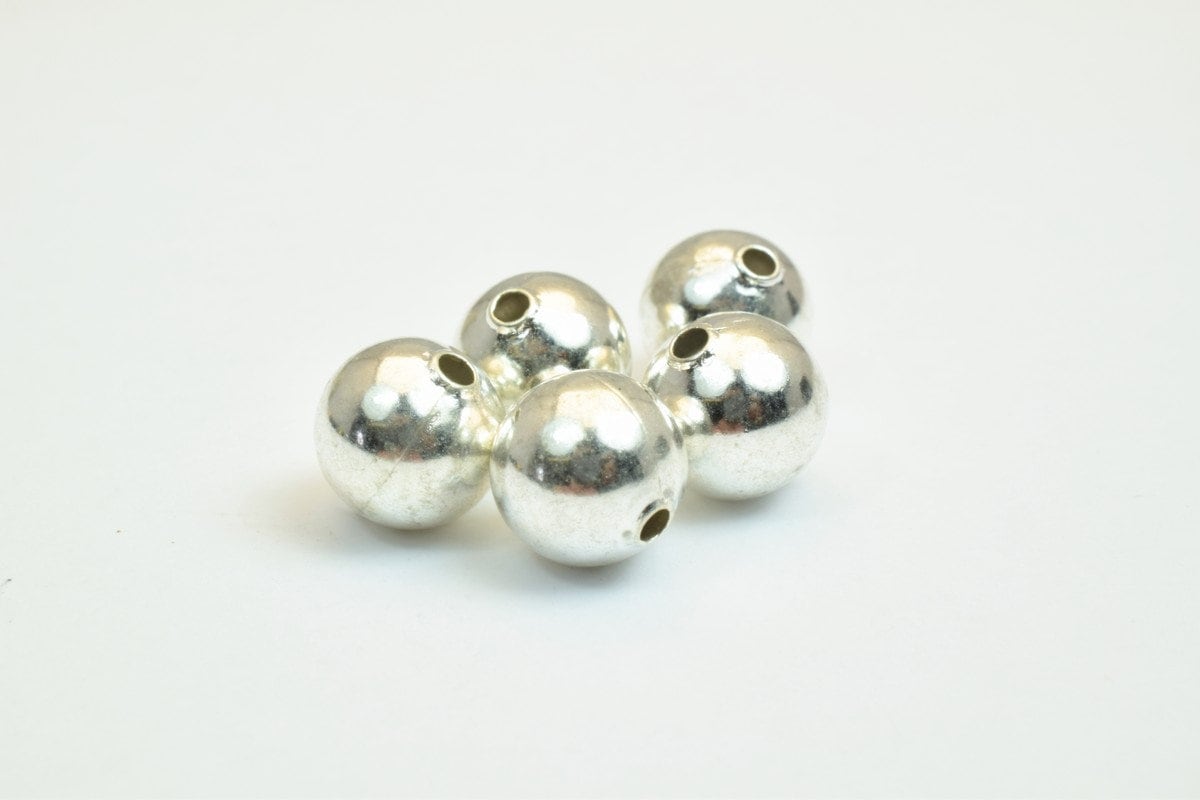 100 PCs Silver Plated Plain Round Beads 8mm/10mm Hole Size 1.5mm For Jewelry Making jewelry making supplies