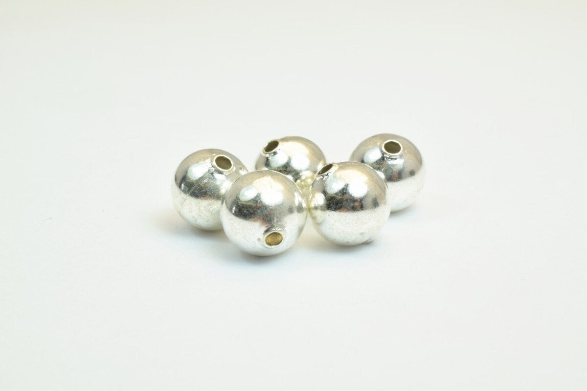 100 PCs Silver Plated Plain Round Beads 8mm/10mm Hole Size 1.5mm For Jewelry Making jewelry making supplies - detail image 2