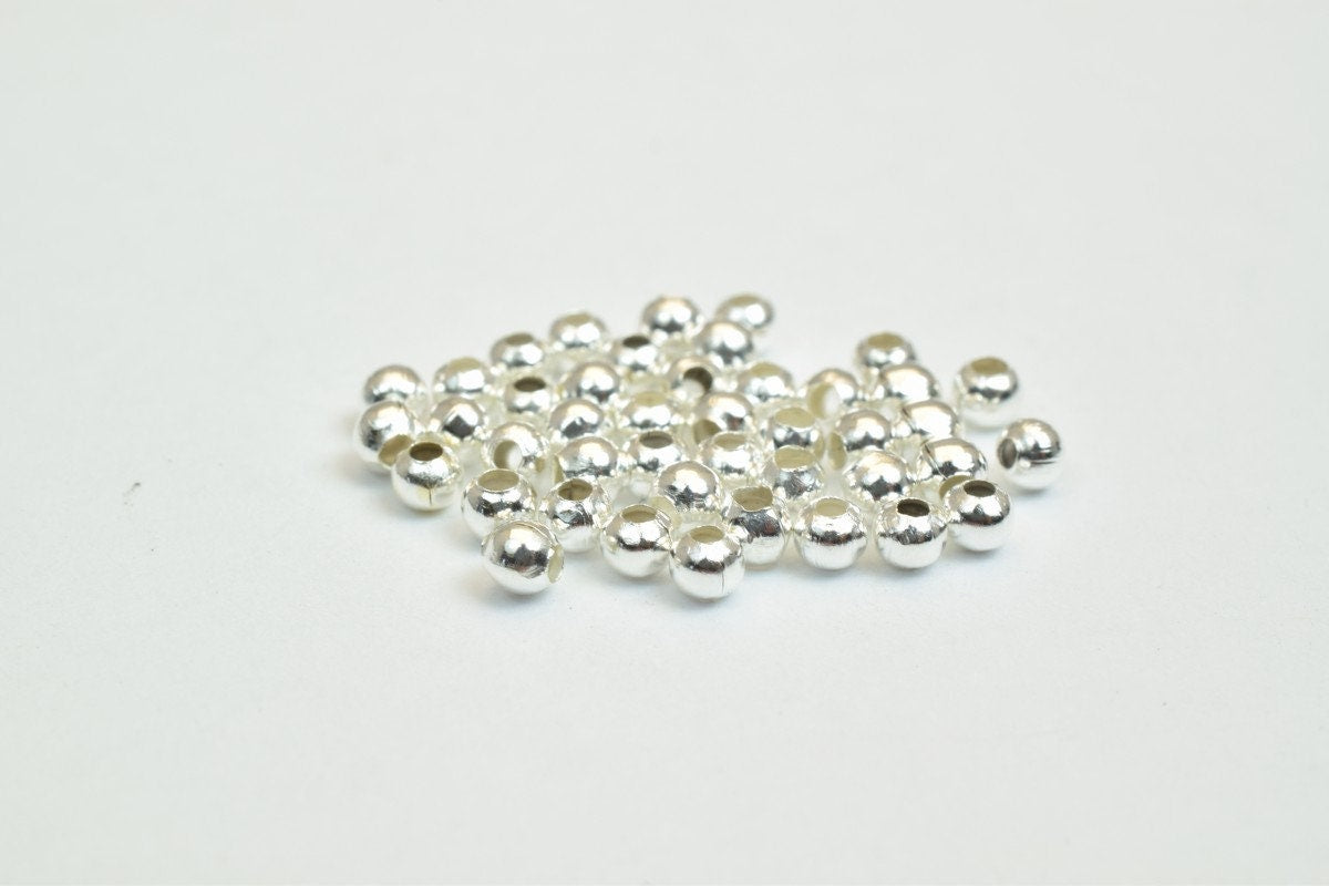 600 PCs Silver Plated or Nickel Plated Plain Round Beads 2mm Hole Size 0.8mm to 1mm For Jewelry Making jewelry making supp...