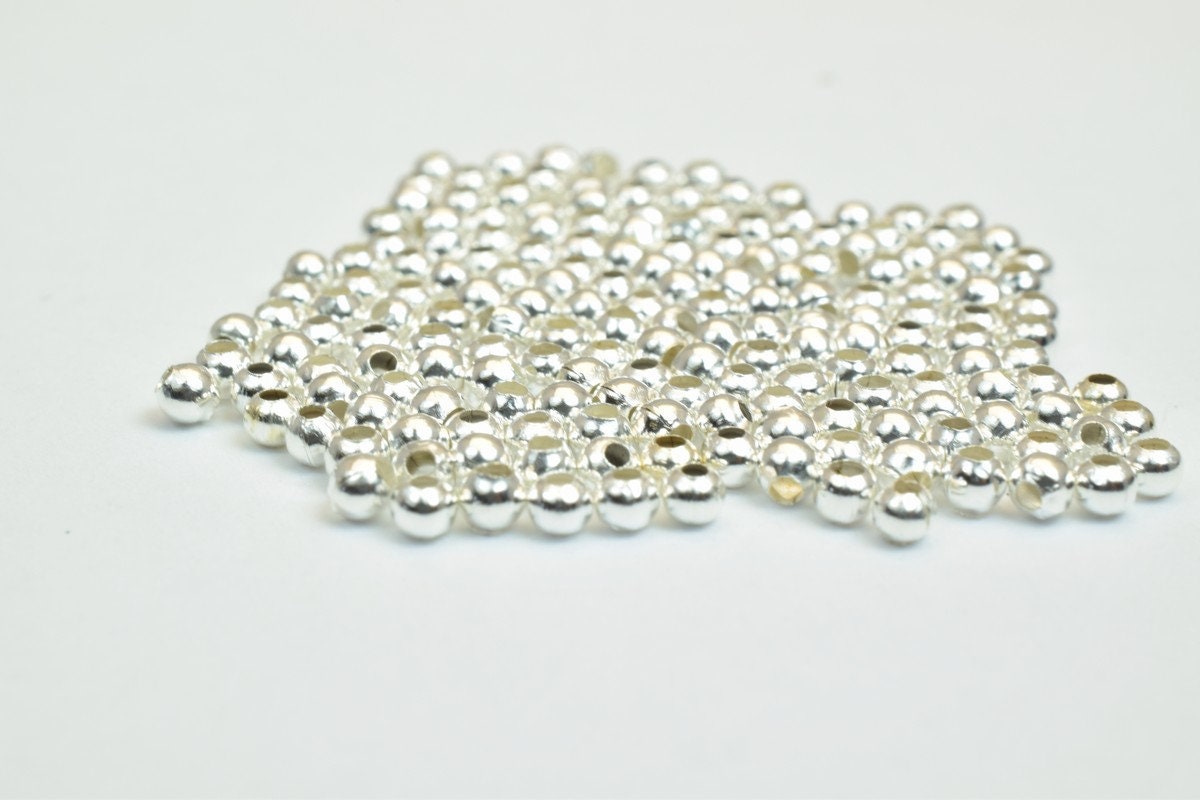 600 PCs Silver Plated or Nickel Plated Plain Round Beads 2mm Hole Size 0.8mm to 1mm For Jewelry Making jewelry making supp...