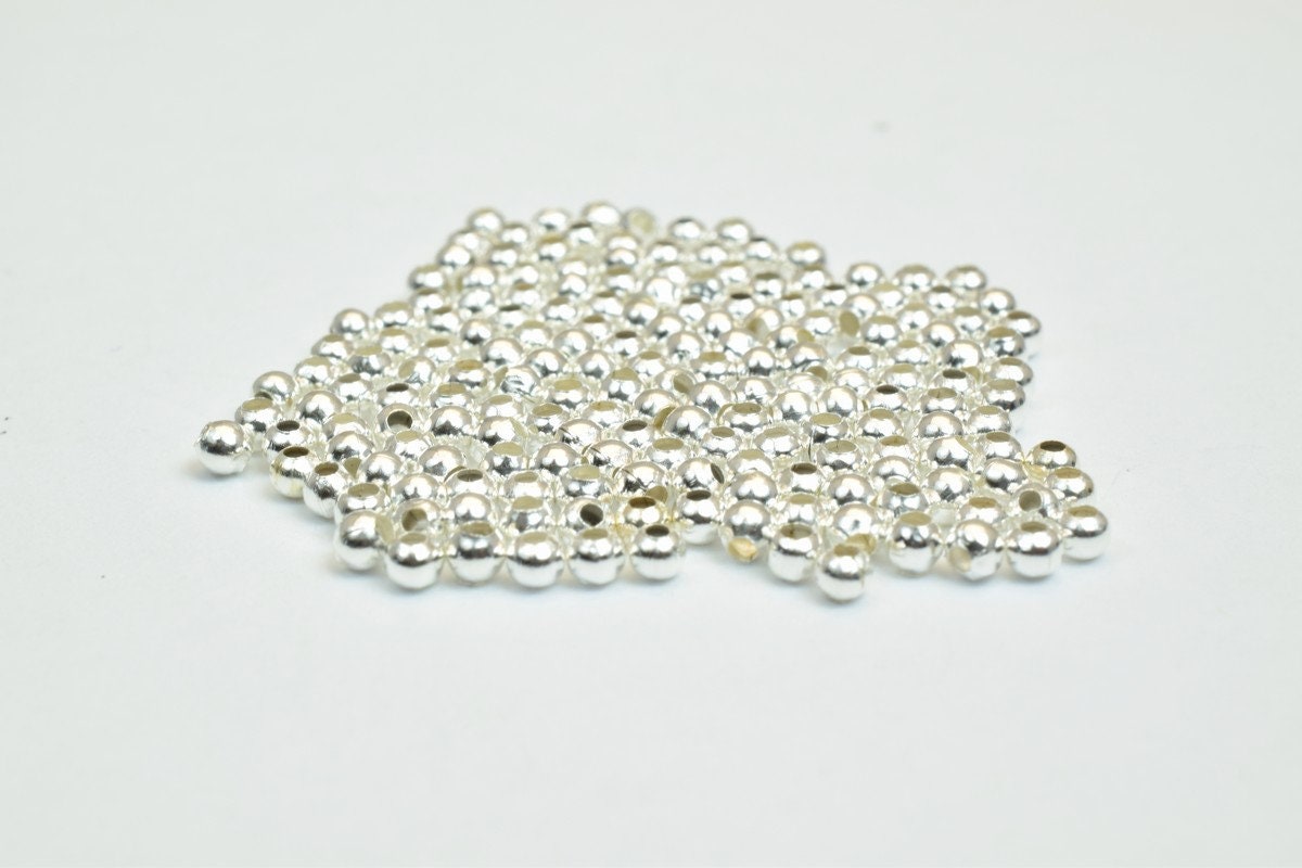 600 PCs Silver Plated or Nickel Plated Plain Round Beads 2mm Hole Size 0.8mm to 1mm For Jewelry Making jewelry making supp...