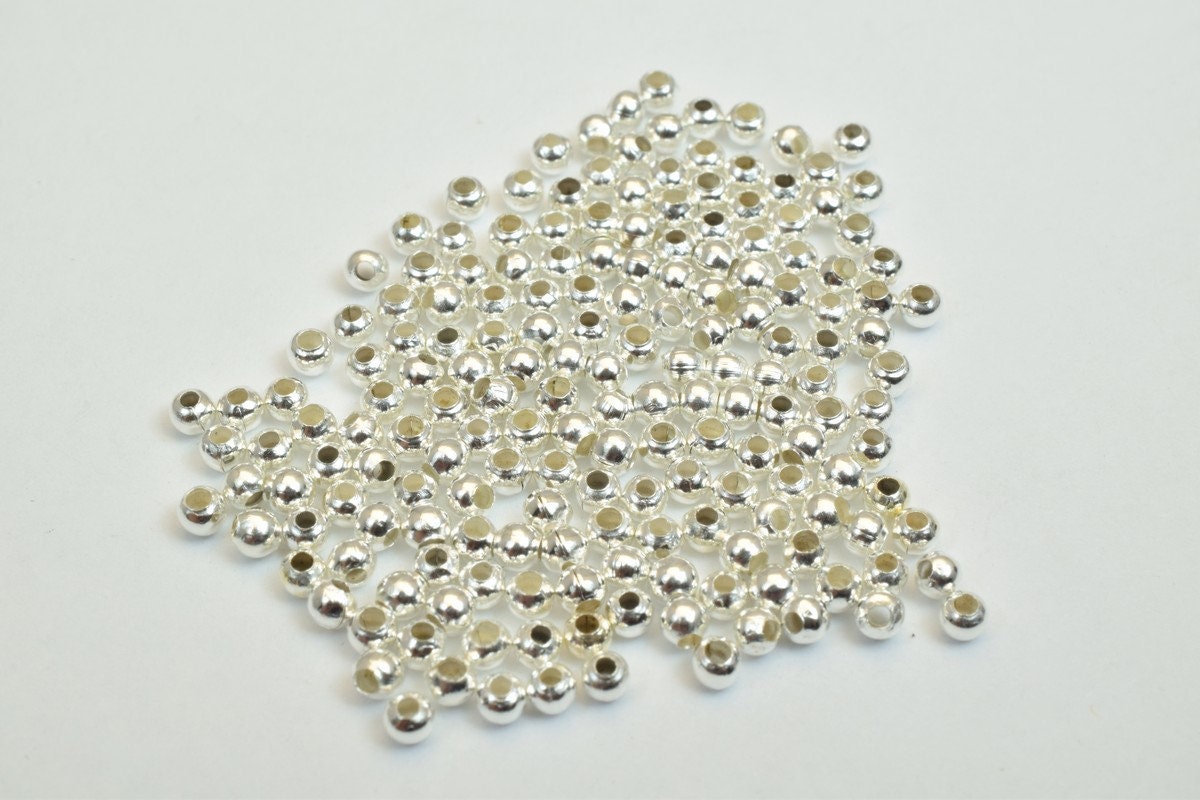 600 PCs Silver Plated or Nickel Plated Plain Round Beads 2mm Hole Size 0.8mm to 1mm For Jewelry Making jewelry making supp...