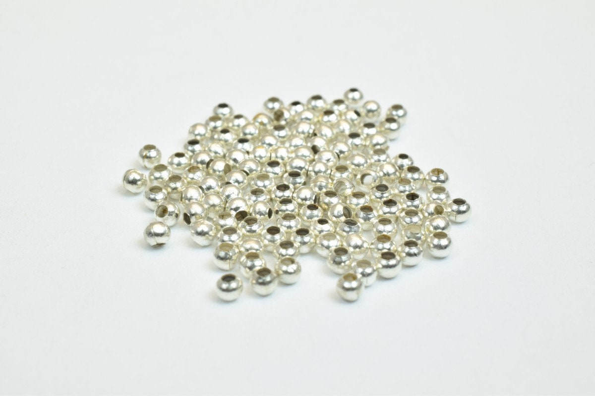 600 PCs Silver Plated or Nickel Plated Plain Round Beads 2mm Hole Size 0.8mm to 1mm For Jewelry Making jewelry making supp...