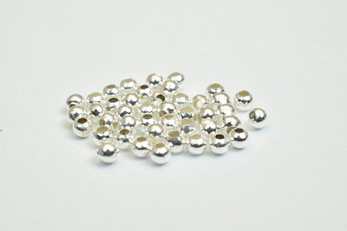 600 PCs Silver Plated or Nickel Plated Plain Round Beads 2mm Hole Size 0.8mm to 1mm For Jewelry Making jewelry making supp...