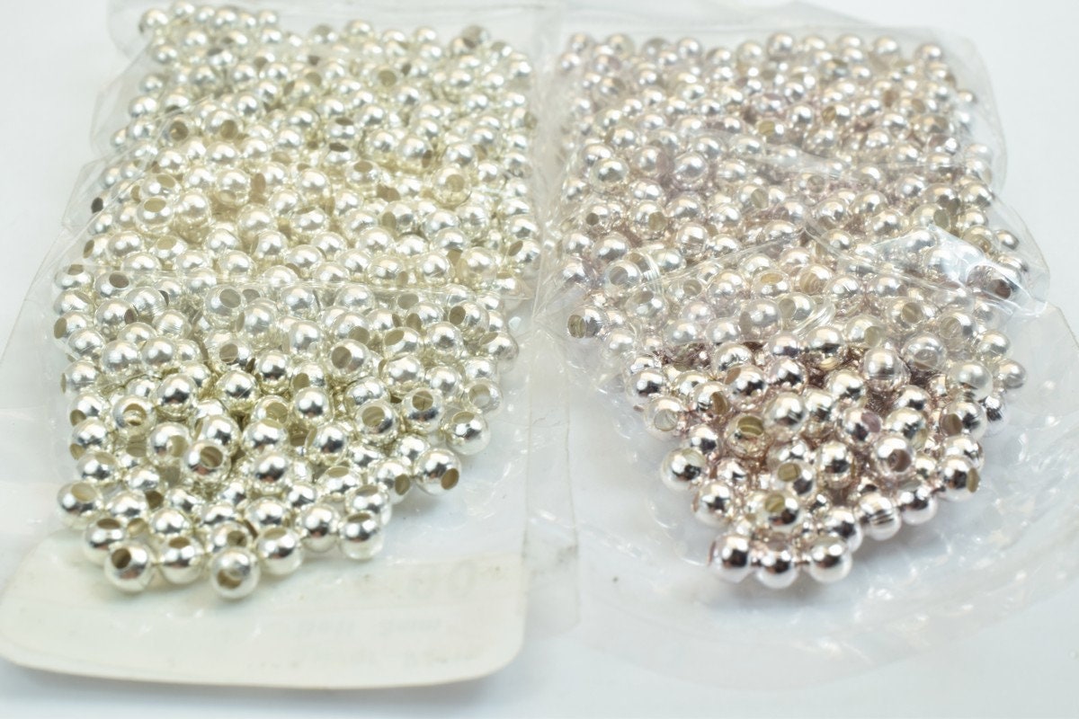 600 PCs Silver Plated or Silver Chrome Plated Plain Round Beads 3mm Hole Size 1mm to 2mm For Jewelry Making jewelry making...