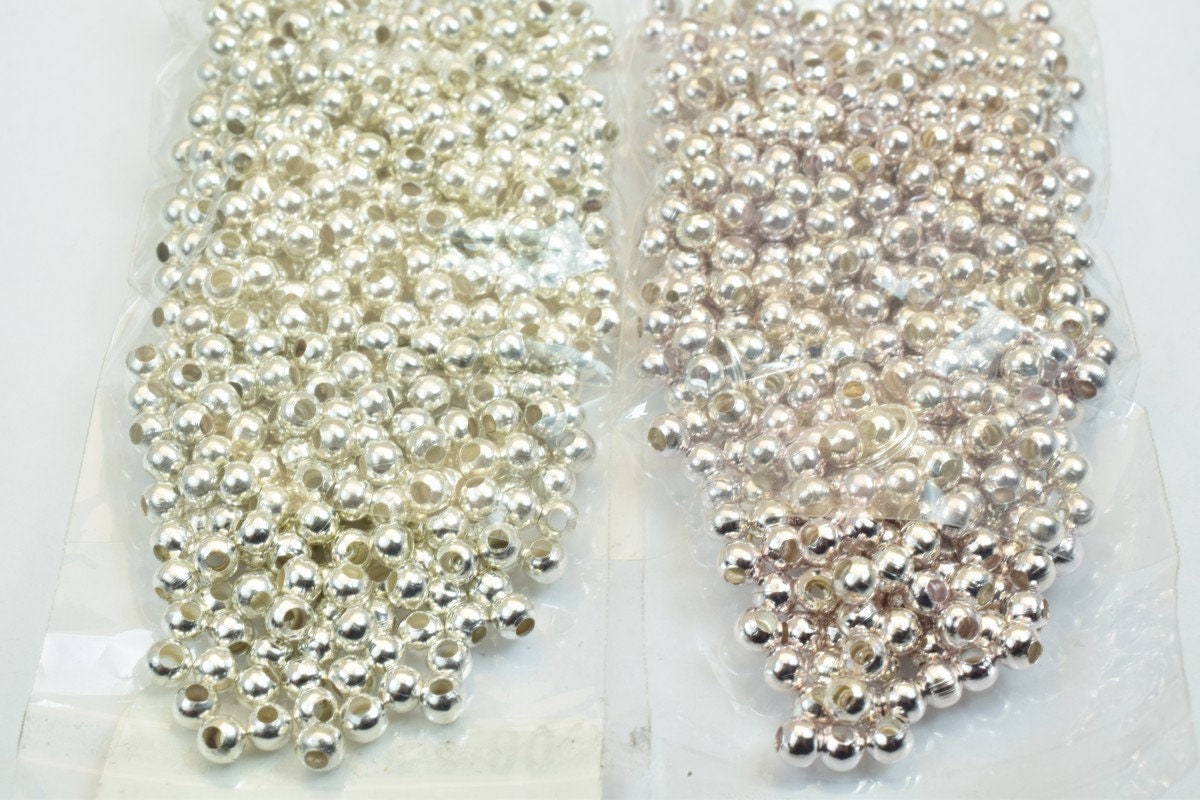 600 PCs Silver Plated or Silver Chrome Plated Plain Round Beads 3mm Hole Size 1mm to 2mm For Jewelry Making jewelry making...