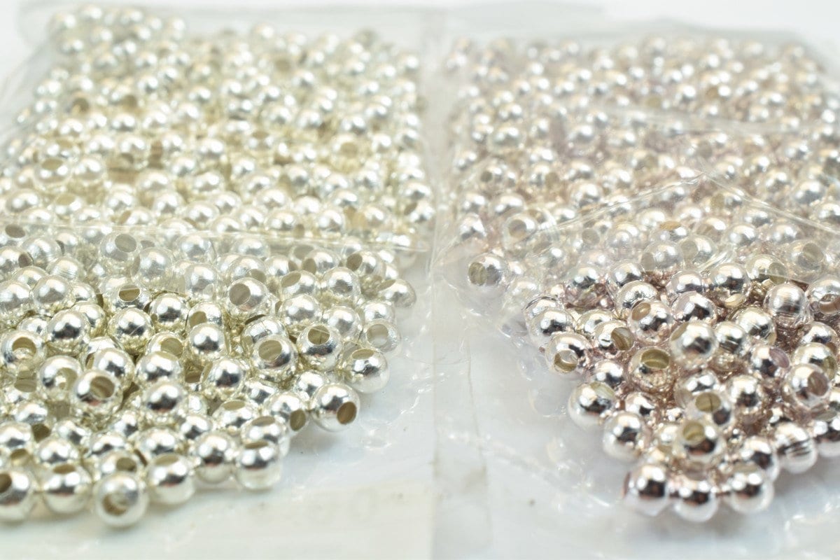 600 PCs Silver Plated or Silver Chrome Plated Plain Round Beads 3mm Hole Size 1mm to 2mm For Jewelry Making jewelry making...