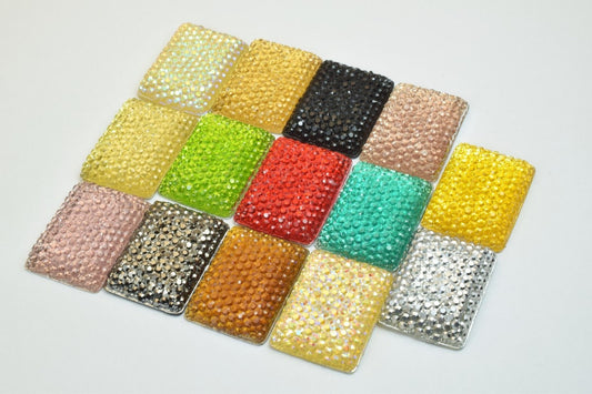 10 PCs Sparkly Acrylic Rhinestone Rectangle 25x15mm Resin Flatback Decoden Beads Kawaii Cabochons Phone Case Embellishment...