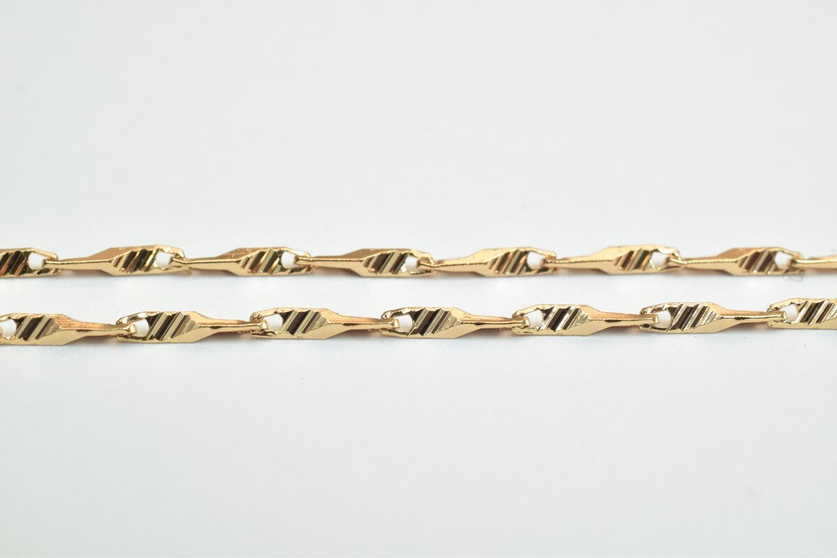 17 1/4" Inches Pinky 18K Gold Filled Bar Chain, Beading Crimpable Chain, 1mm Width, 18K Gold Filled Chain Findings For Jew...