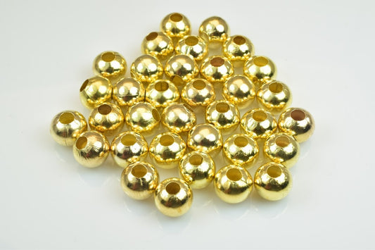 Plain Gold Plated Carved Round Beads 2mm/3mm Plain Ball Beads With Big Hole For Jewelry Making jewelry making supplies - d...