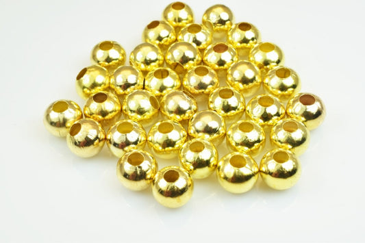 Plain Gold Plated Carved Round Beads 2mm/3mm Plain Ball Beads With Big Hole For Jewelry Making jewelry making supplies