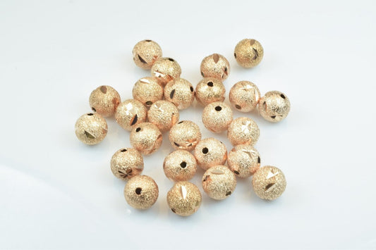 100 PCs Rose Gold Plated Carved Round Beads 6mm/8mm/10mm Diamond Cut For Jewelry Making jewelry making supplies