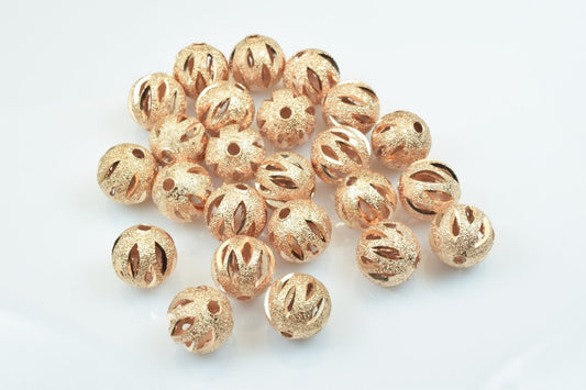100 PCs Rose Gold Plated Carved Round Beads 6mm/8mm/10mm Diamond Cut For Jewelry Making jewelry making supplies