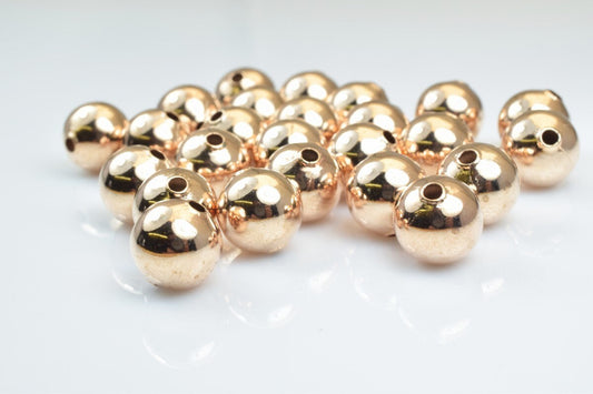 100 PCs Rose Gold Plated Plain Carved Round Beads 6mm/8mm/10mm Plain For Jewelry Making jewelry making supplies - detail i...