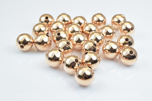 100 PCs Rose Gold Plated Plain Carved Round Beads 6mm/8mm/10mm Plain For Jewelry Making jewelry making supplies