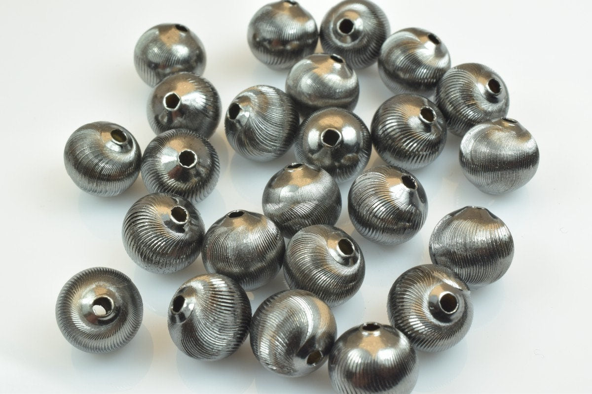 100 PCs Gun Metal Plated Black Carved Round Beads 6mm/8mm/10mm Diamond Cut For Jewelry Making jewelry making supplies - de...