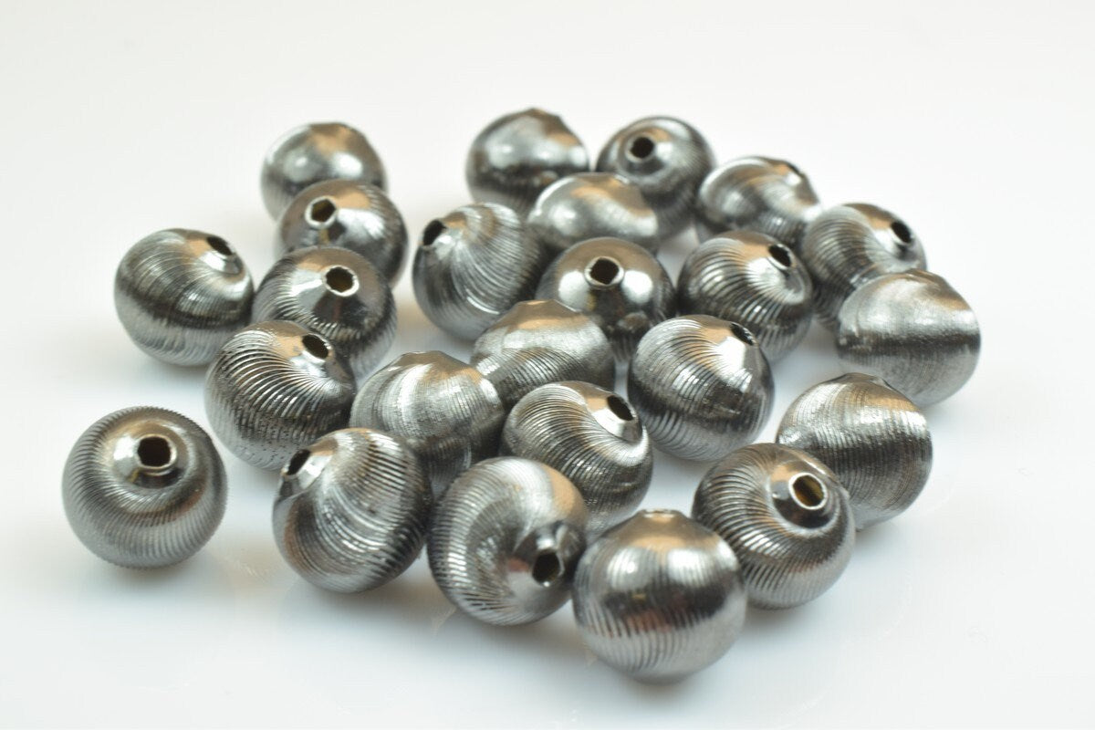 100 PCs Gun Metal Plated Black Carved Round Beads 6mm/8mm/10mm Diamond Cut For Jewelry Making jewelry making supplies - de...